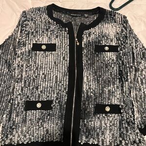 Silver sequin sheer jacket Michael Simon